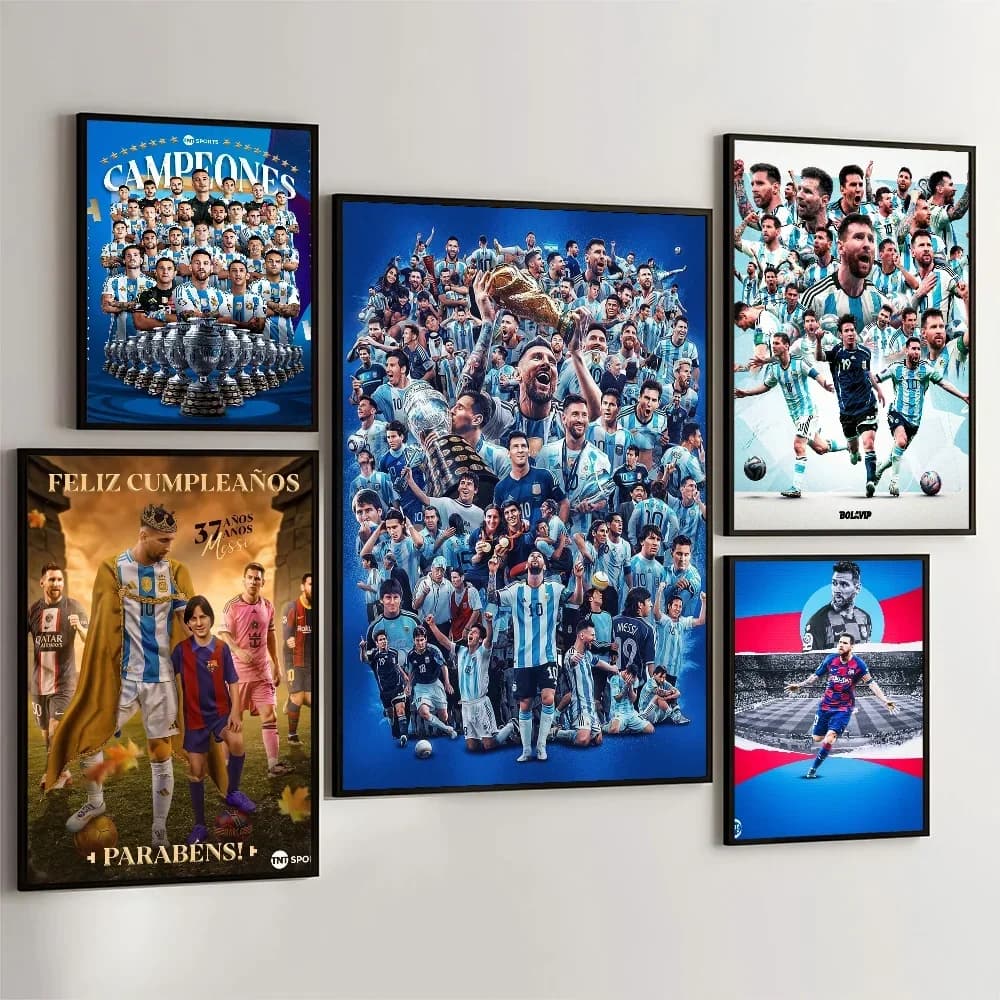 1PC gost Messi Football Player Poster Movie Poster appiccicosi Retro Kraft Paper Sticker Room Bar Cafe estetica Art Wall Painting