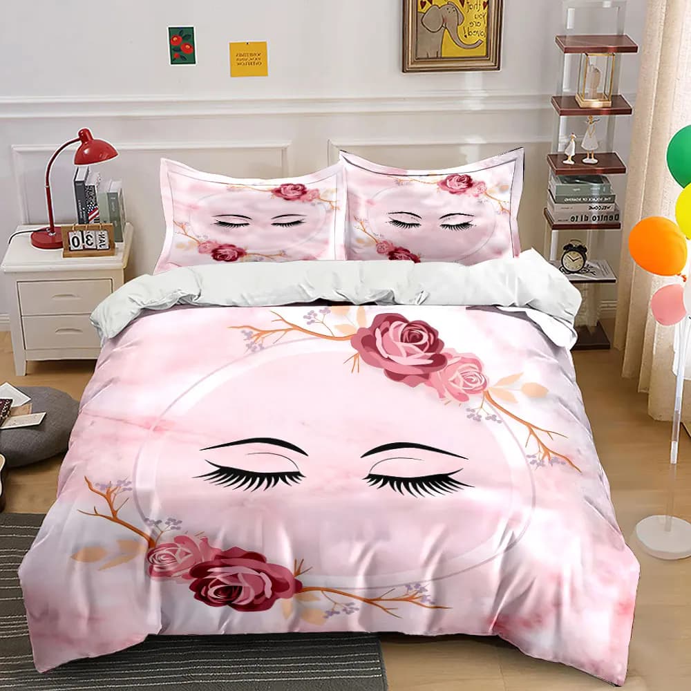 Elegante Set di Biancheria da Letto con Decorazioni Floreali, Include 1 Copripiumino e 2 Federe, Disponibile in Misure Singola, Doppia, King e Queen, Idea Regalo