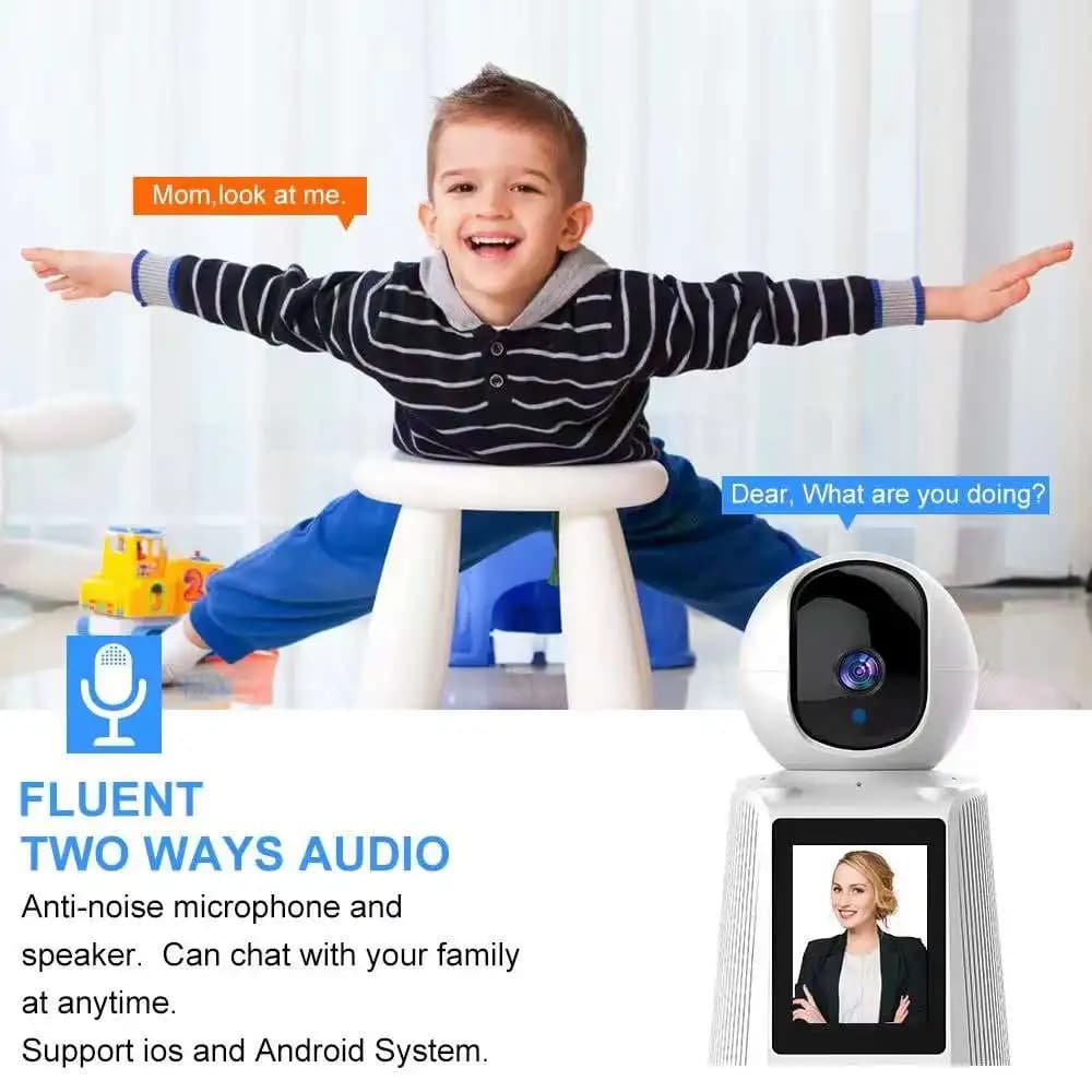 Telecamera IP Dome Wireless PTZ da 2.8 Pollici 3MP 1296P con APP V380Pro, Chiamata con Un Solo Tasto, Sicurezza CCTV per Assistenza Anziani e Monitoraggio Bambini