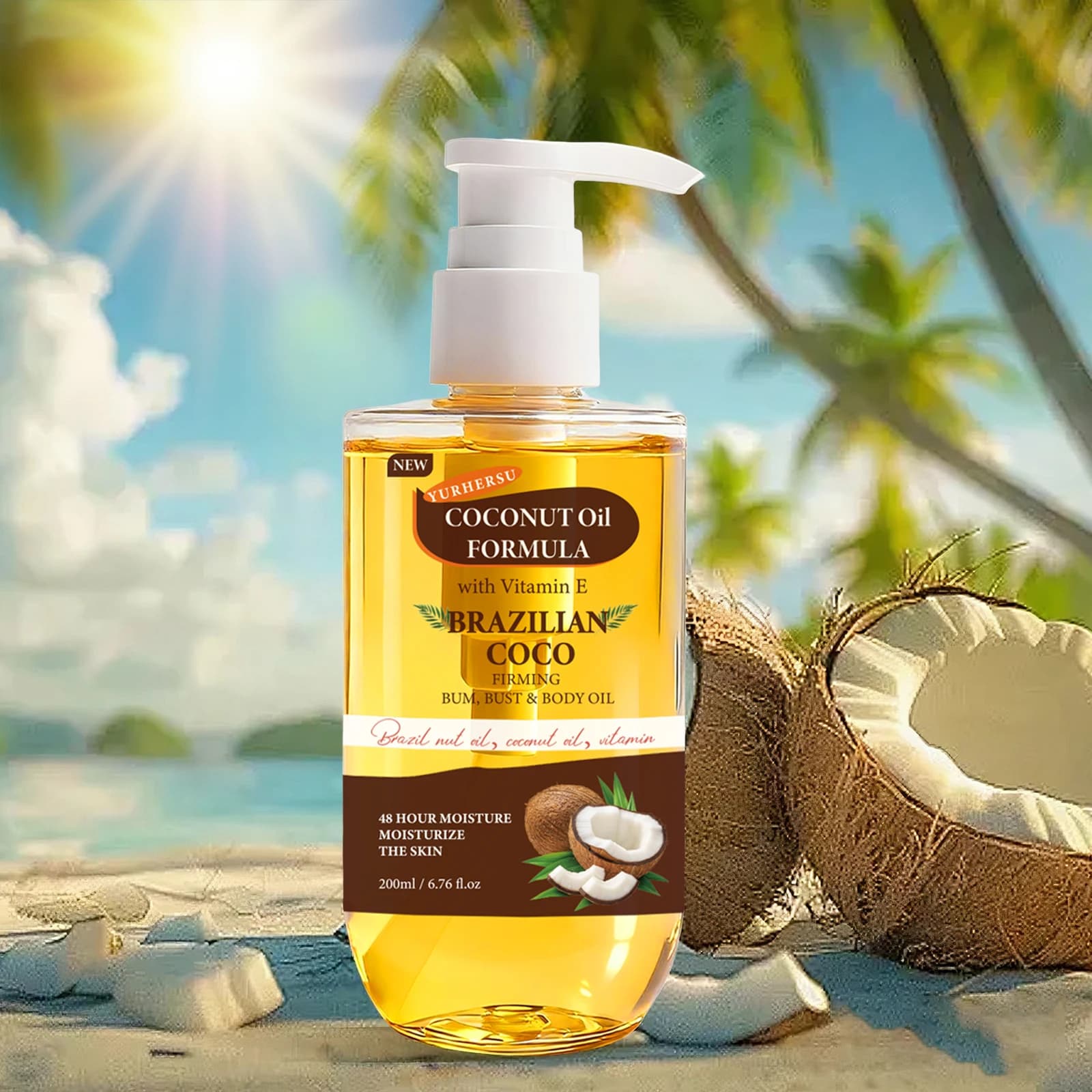 200ML Coconut Body Oil Satin Dissolvency Slim Line Moisturizing Smooth Reparator Oil For Nutrient Body