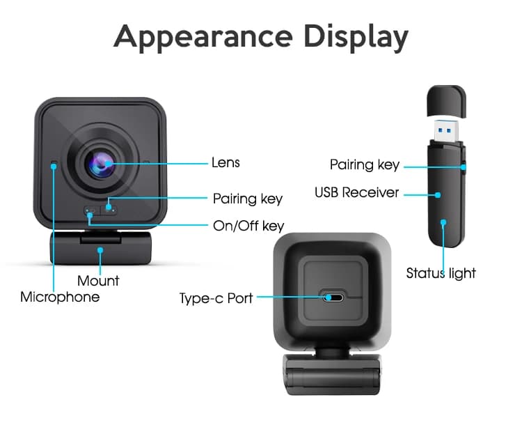 Video Calling 1080P HD Wireless Webcam, Noise-Canceling Mic, Works with Teams, Zoom, Google Video Camera
