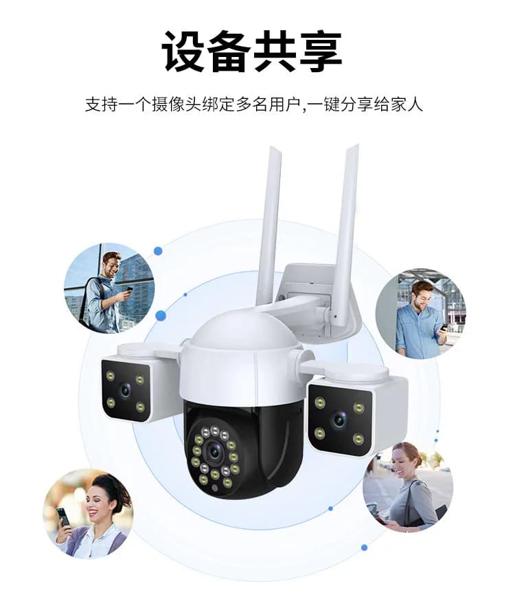 6MP Triple Lens Wireless wifi V380pro APP Telecamera IP a colori AI Rilevazione umanoide Sicurezza CCTV Baby Monitor