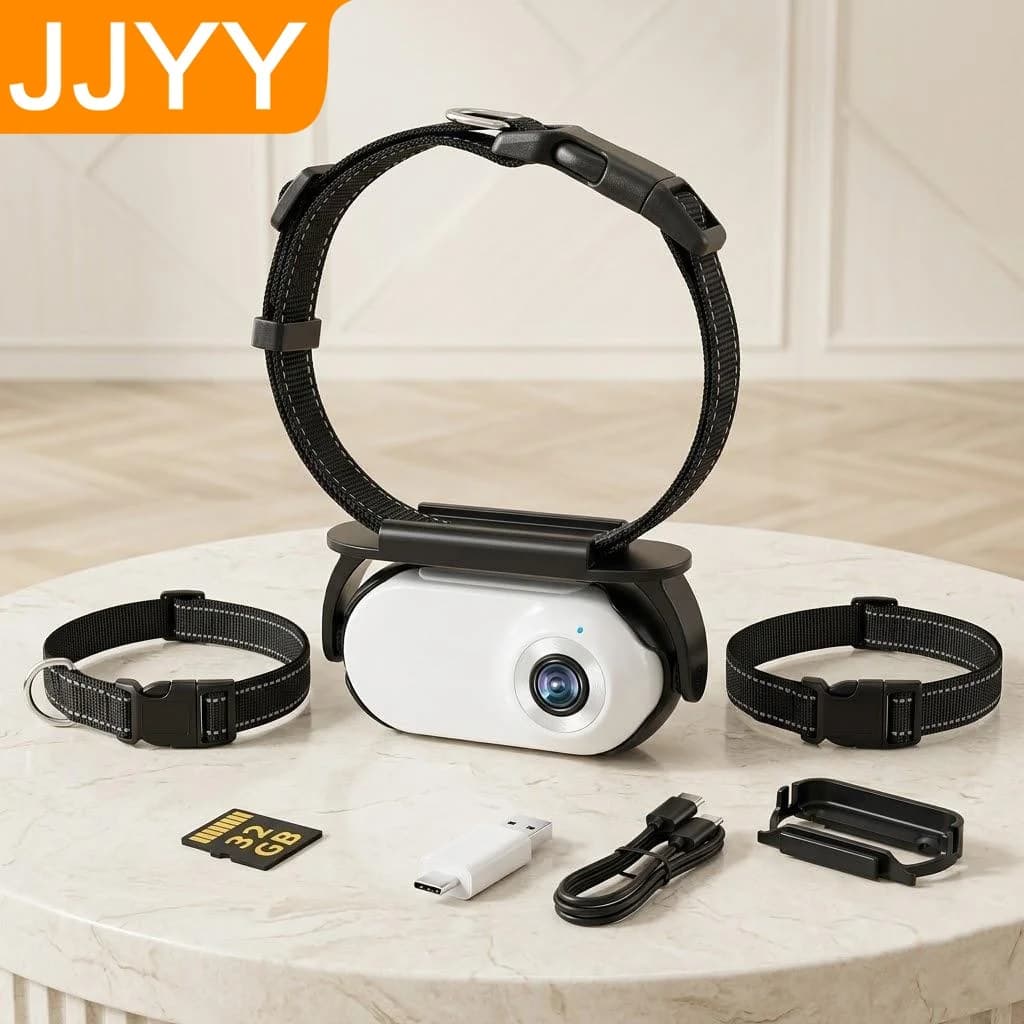 1080P HD Camera for Domestic Animals, Mini Wireless Collar Camera for Open Sports, Video Recording and Security Monitoring for Dogs and Cats