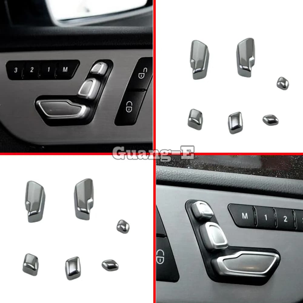 Per Mercedes Benz GLA 2015 2016 2017 2018 2019 Rilevatore di copertura per auto Manopola di regolazione del sedile Interruttore di pulsante Trim Parti del telaio 6 pezzi