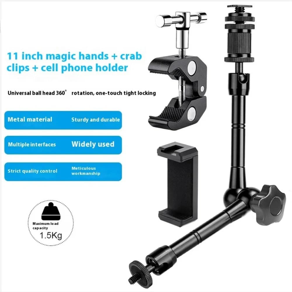 Magic arm articulated with 11 inch adjustable friction power updated for DSLR Flash LED monitor Video light Vlog Cage Rig Tripod Gimbal