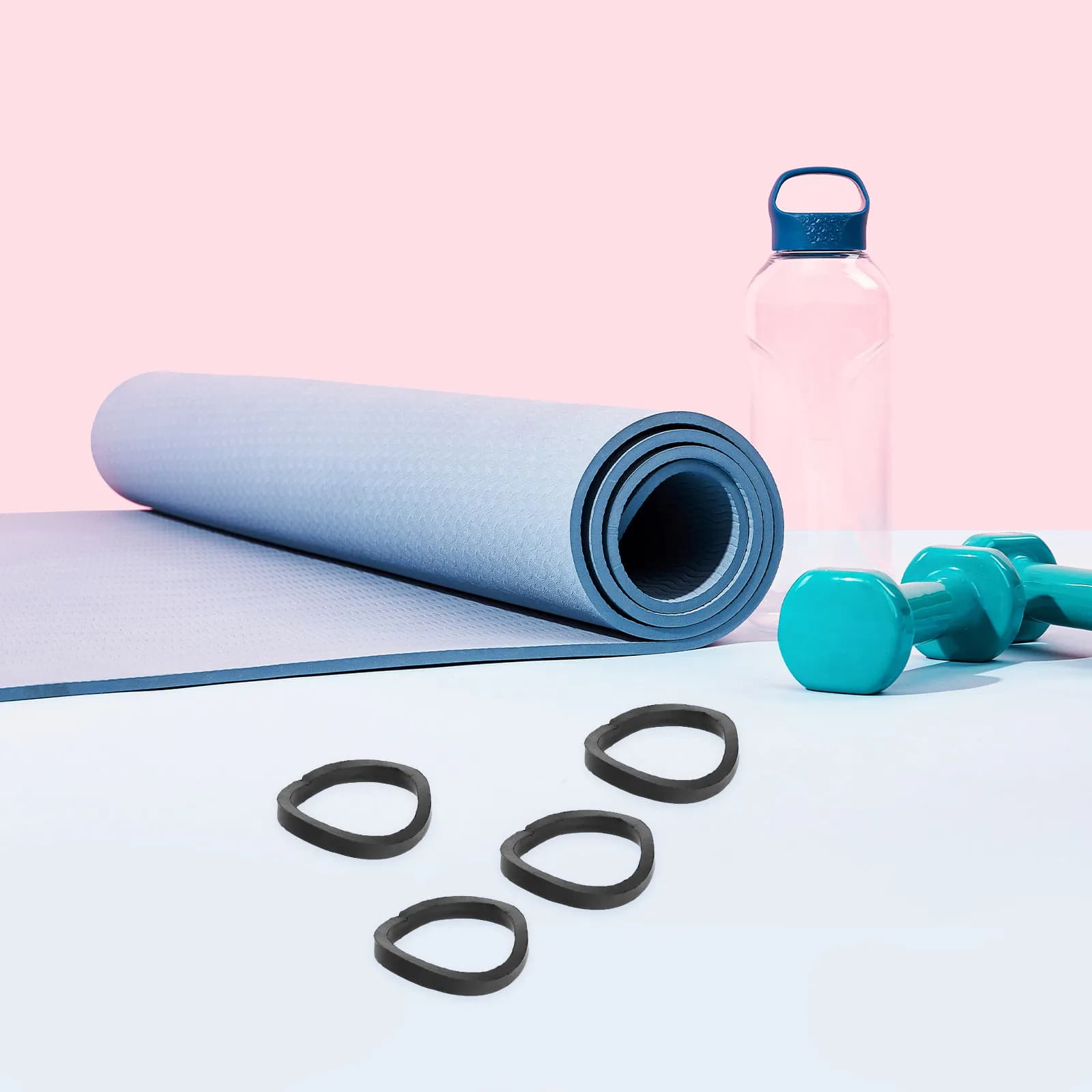 50 Pieces Rubber Rings for Libras and Manubris, Adjustable Anti-slip, Home Gym Fitness Accessories, Weight Lifting Plate Fittings