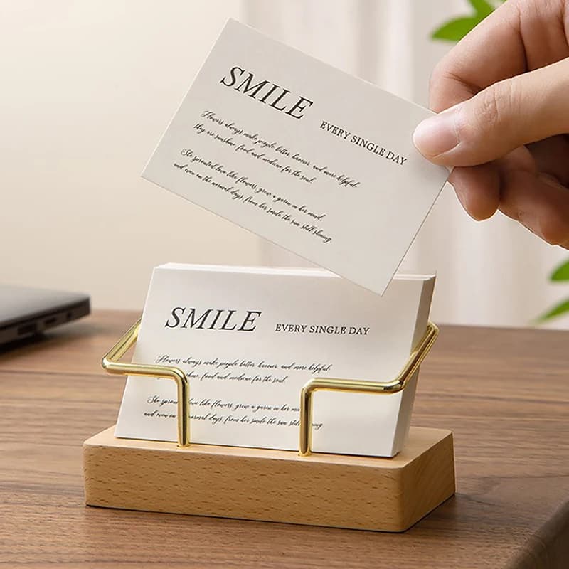 Organizer per porta biglietti da visita espositore per scrivania da ufficio accessori per bancone Memo ripiano da tavolo porta carte di credito in legno per la casa