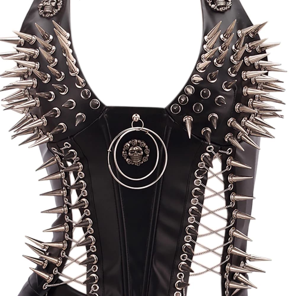 Top Gotico Y2K da Donna, Abbigliamento Emo, Top Boho Gotico con Borchie, Reggiseno con Borchie Punk Rock per Ragazze, T-shirt Grunge da Festival
