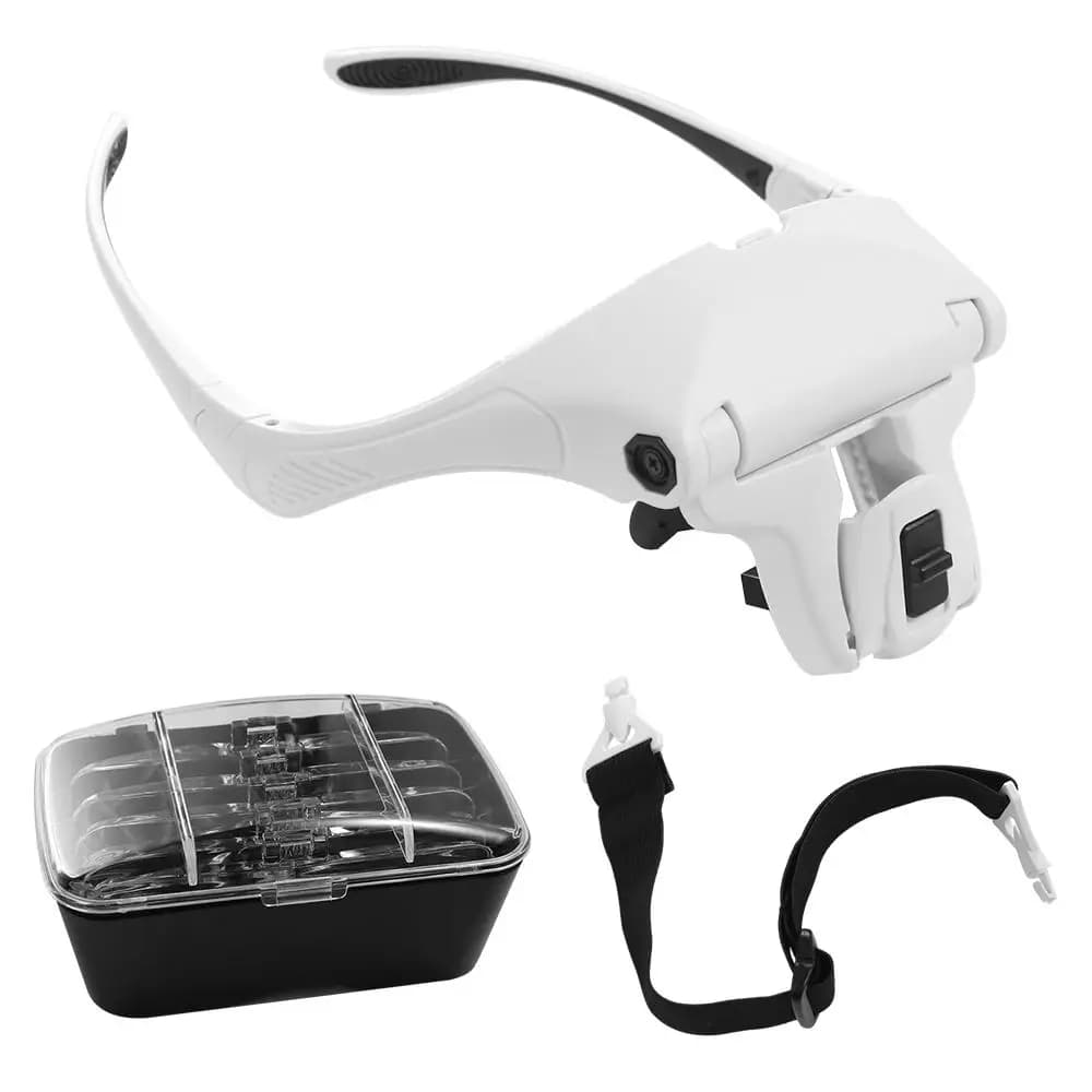 Adjustable LED Light Headband Magnifier Glasses Eyebrow Tattoo Multiple lenses Headlamp for Eyelash Grafting