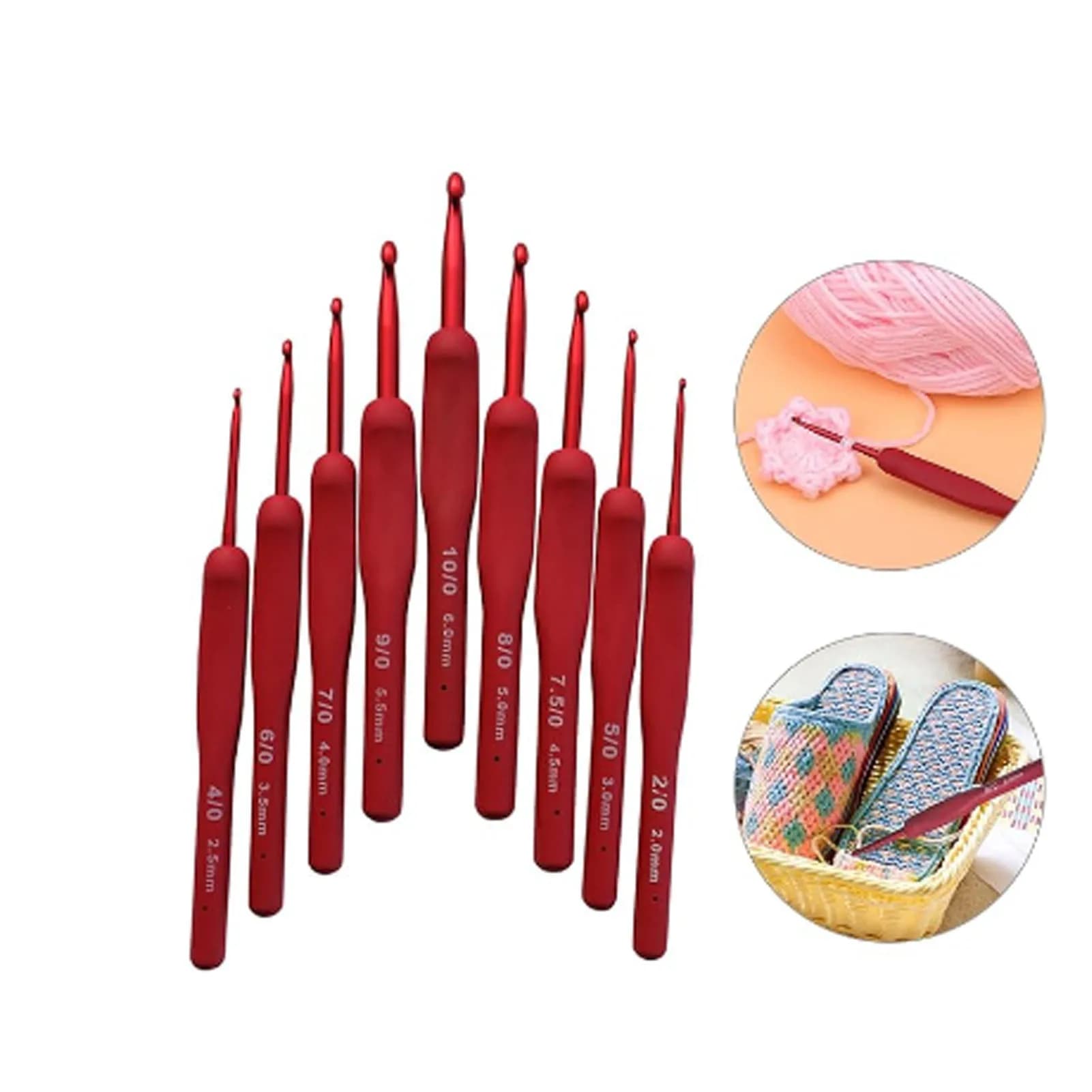 Set di ganci per uncinetto da 9 pezzi manico avvolto in Silicone con corpo in alluminio Set di aghi per uncinetto da 2 a 6mm