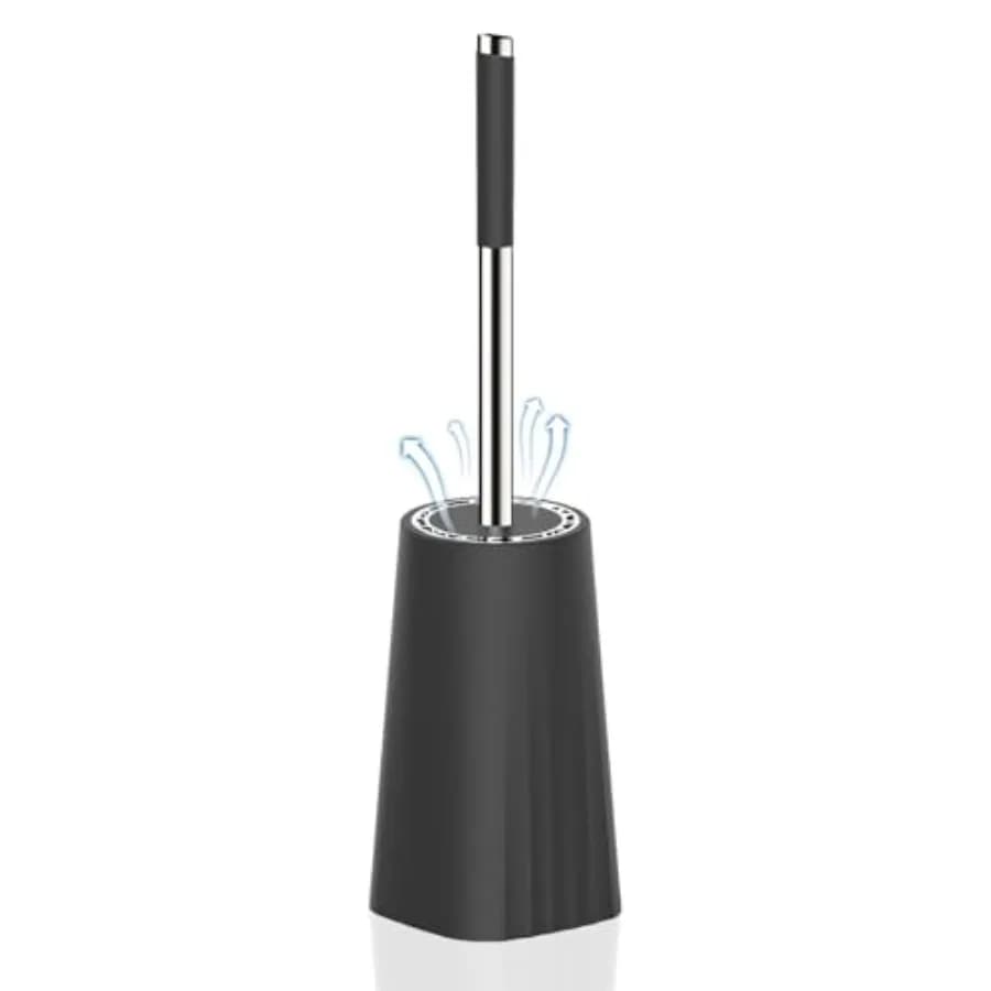 Curated Picks Toilet Brush, Compact Size Toilet Bowl Brush and Holder Toilet Brushes for Bathroom with Stainless Steel Handle T
