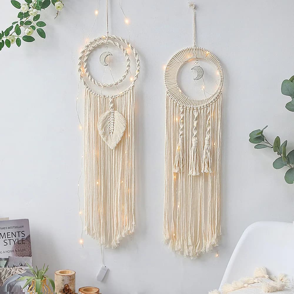 Hand-woven Cotton Wall Decoration Tapestry Half Moon Dreamcatcher Bedroom Decoration Bohemian Decor