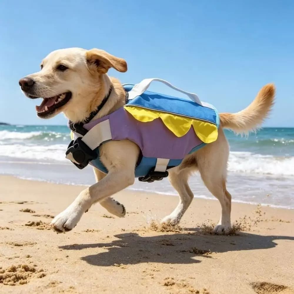 Enhanced Buoyancy Dog Life Jacket Anti Choking Adjustable Dog Swimsuit Breathable with Handle Pet Life Vest Boating