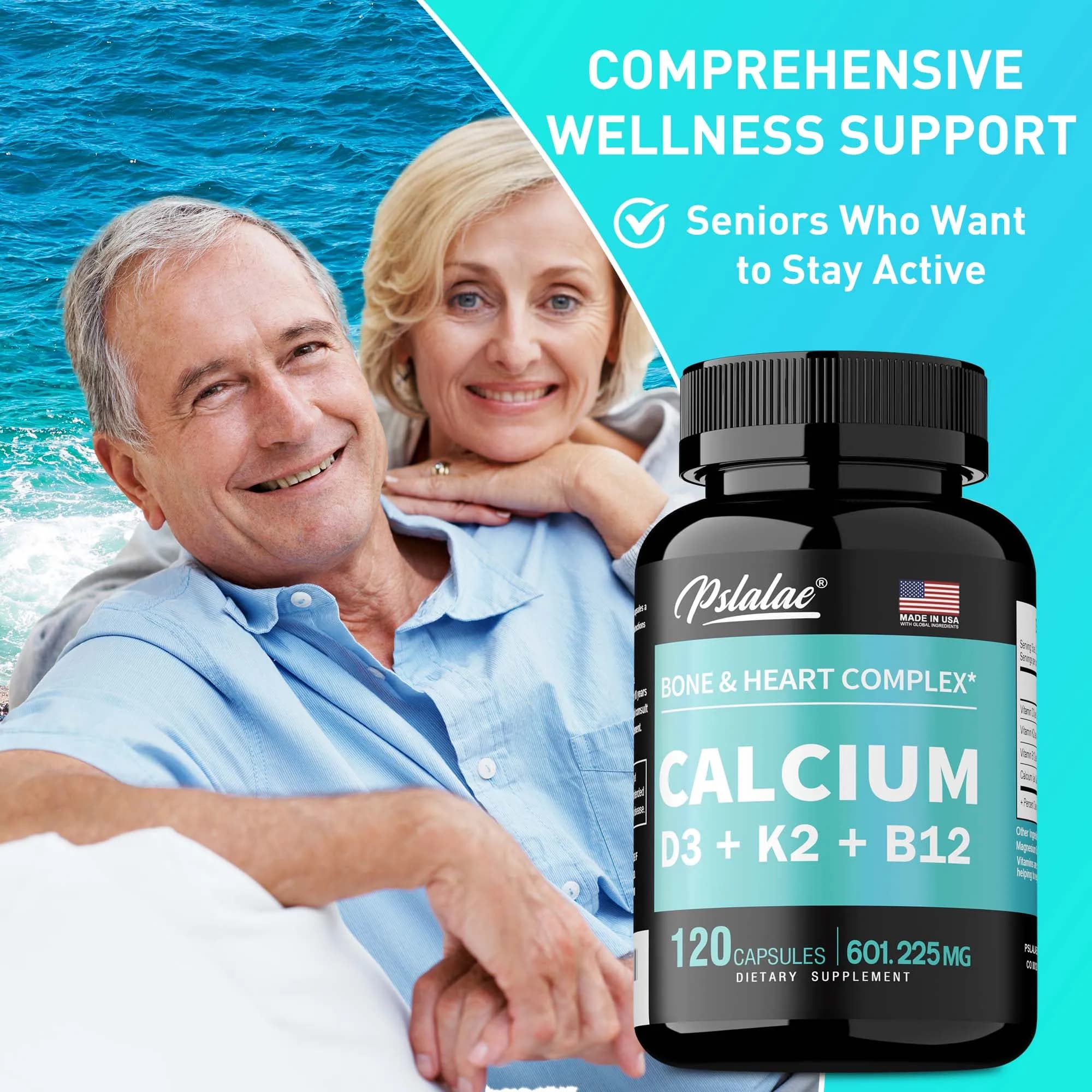 Integratore di Calcio con Vitamina D3 K2 B12 - Supporta la Salute delle Ossa, Allevia il Gonfiore, Migliora l'Absorbimento, Sistema Immunitario