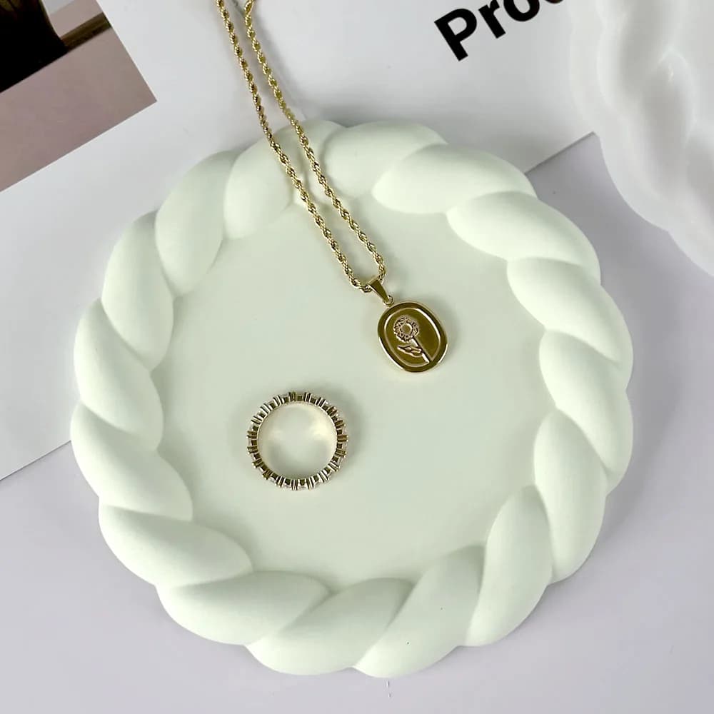 Vassoio portaoggetti in cemento Stampo in silicone Creatività fai-da-te Sottobicchiere ovale Creazione di gioielli in resina di gesso Stampi per artigianato Strumenti per la decorazione della casa