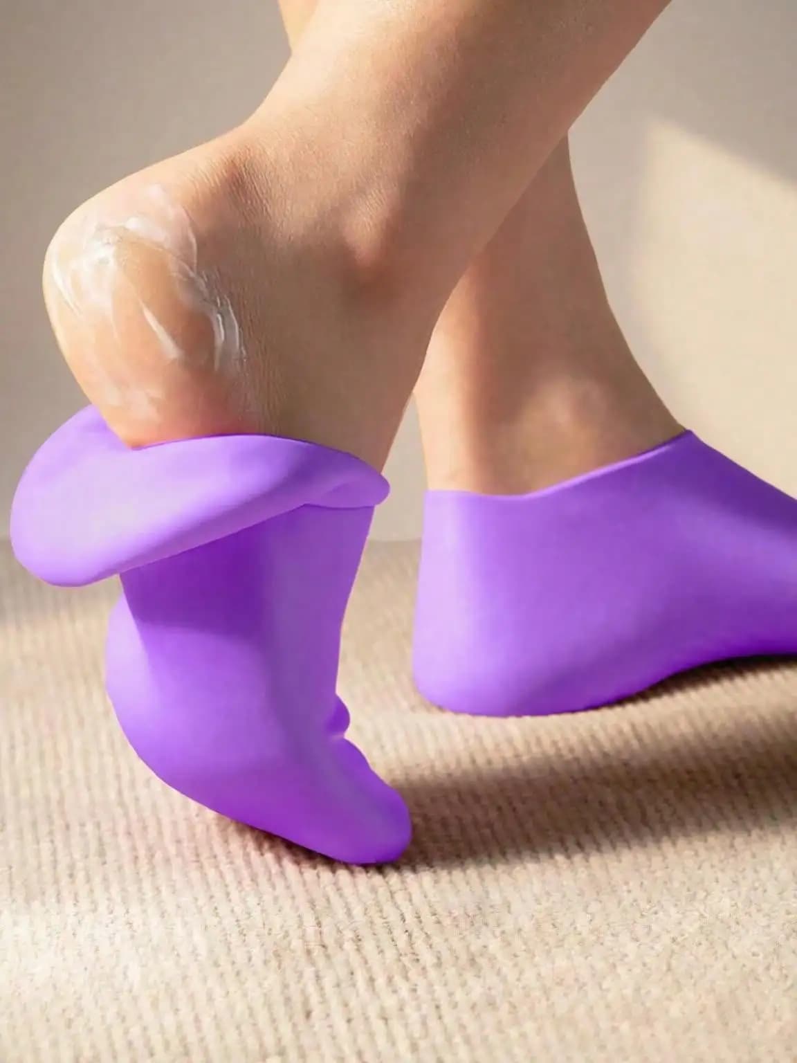 1 paio di calzini idratanti in silicone per i piedi, prevengono i talloni screpolati, rimuovono la pelle morta, elastici, per tutto il giorno, inodore, facili da indossare, morbidi e confortevoli