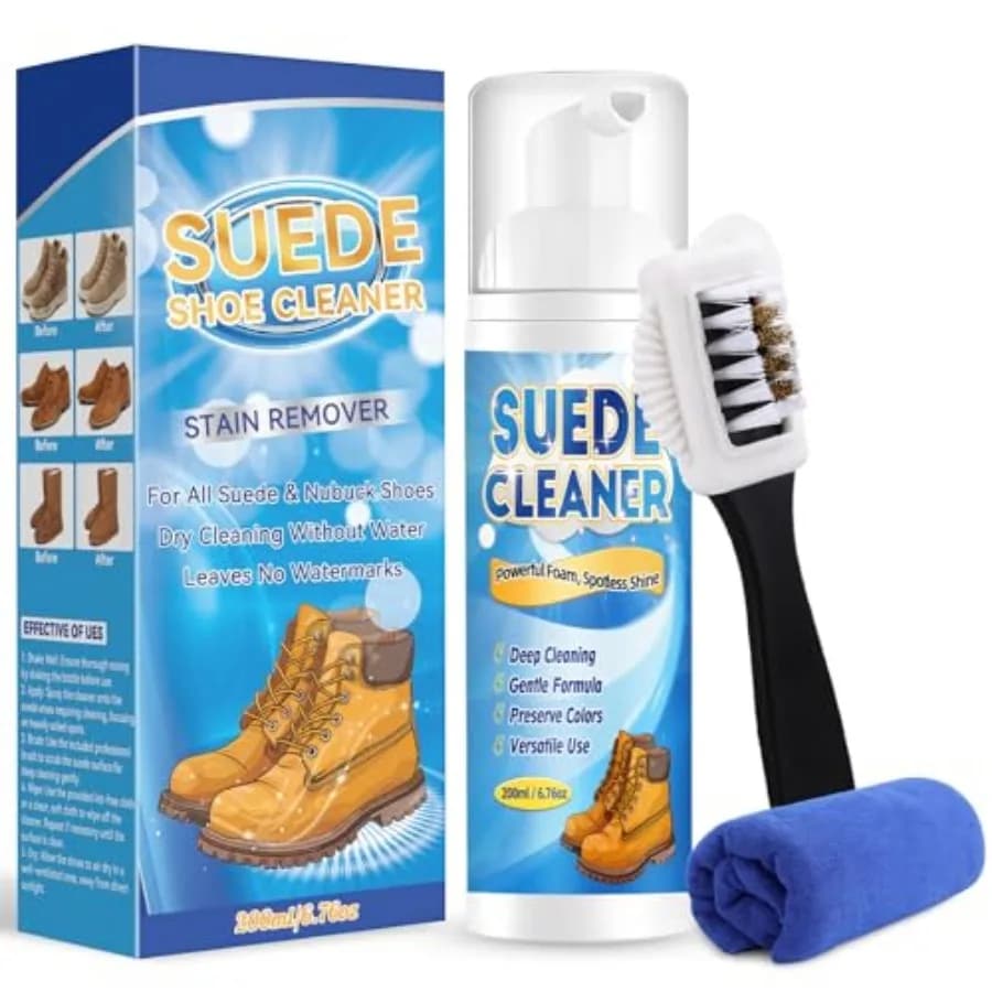 Suede Shoe Cleaner, Suede Cleaner for Shoes With Brush and Towel, Foam Deep Suede Cleaning Kit for Nubuck, Leather