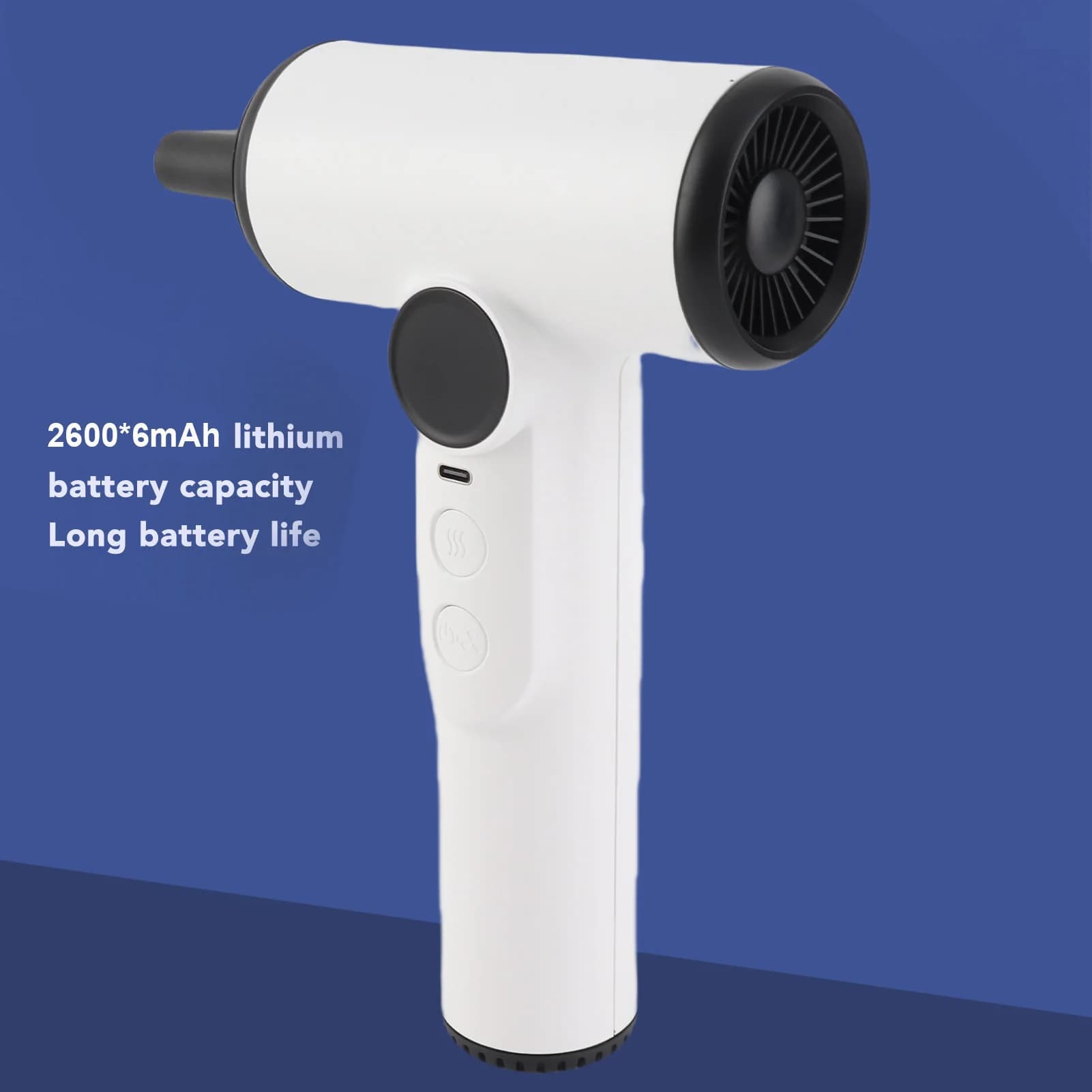 Compact Hair Blow Dryer Safe USB Rechargeable High Power 3 Speeds Cordless Hair Dryer with Digital Screen for Women for Outdoor