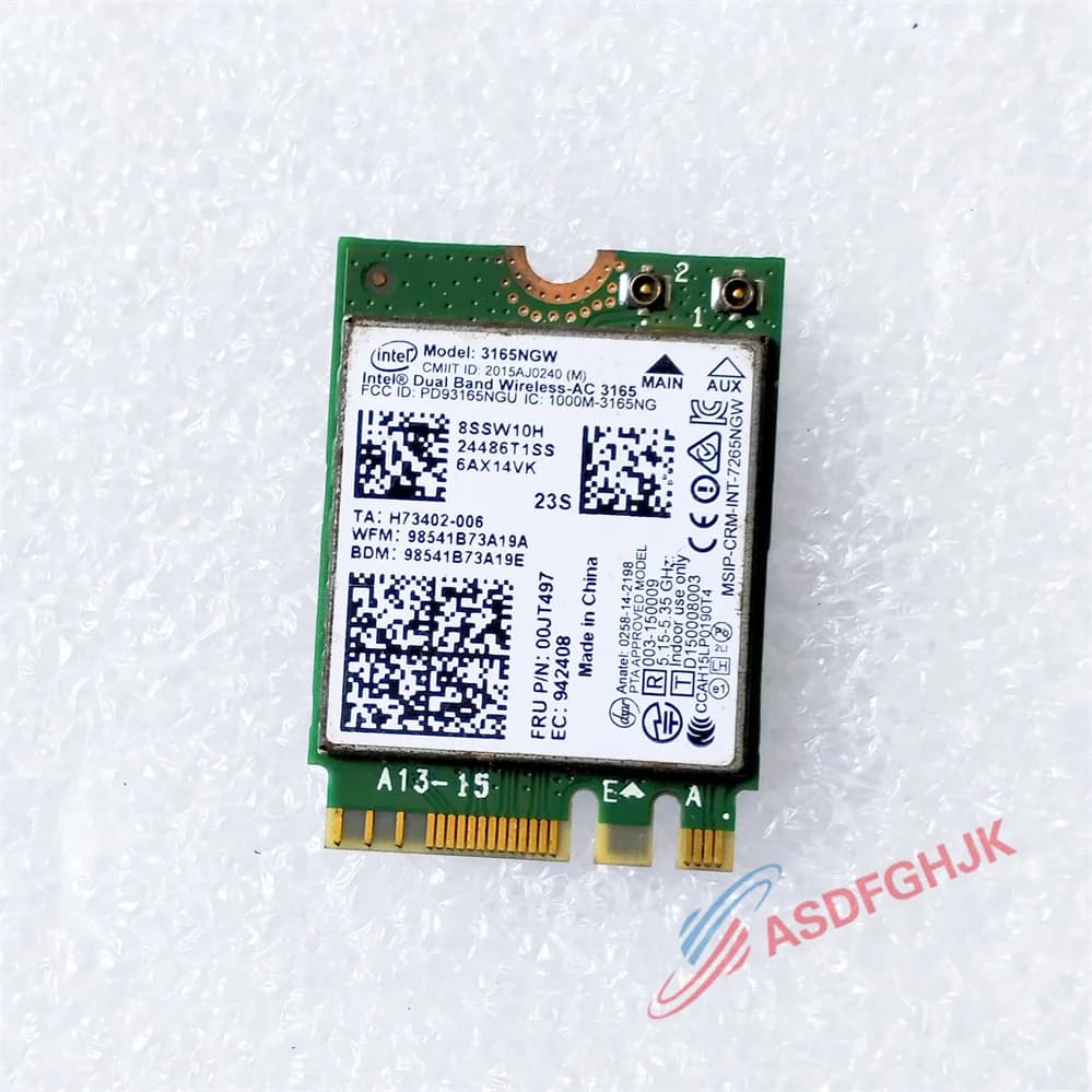 FOR Lenovo Dual Band Wireless AC 3165 3165ngw 433Mbps BT 4.0 00jt497 Card