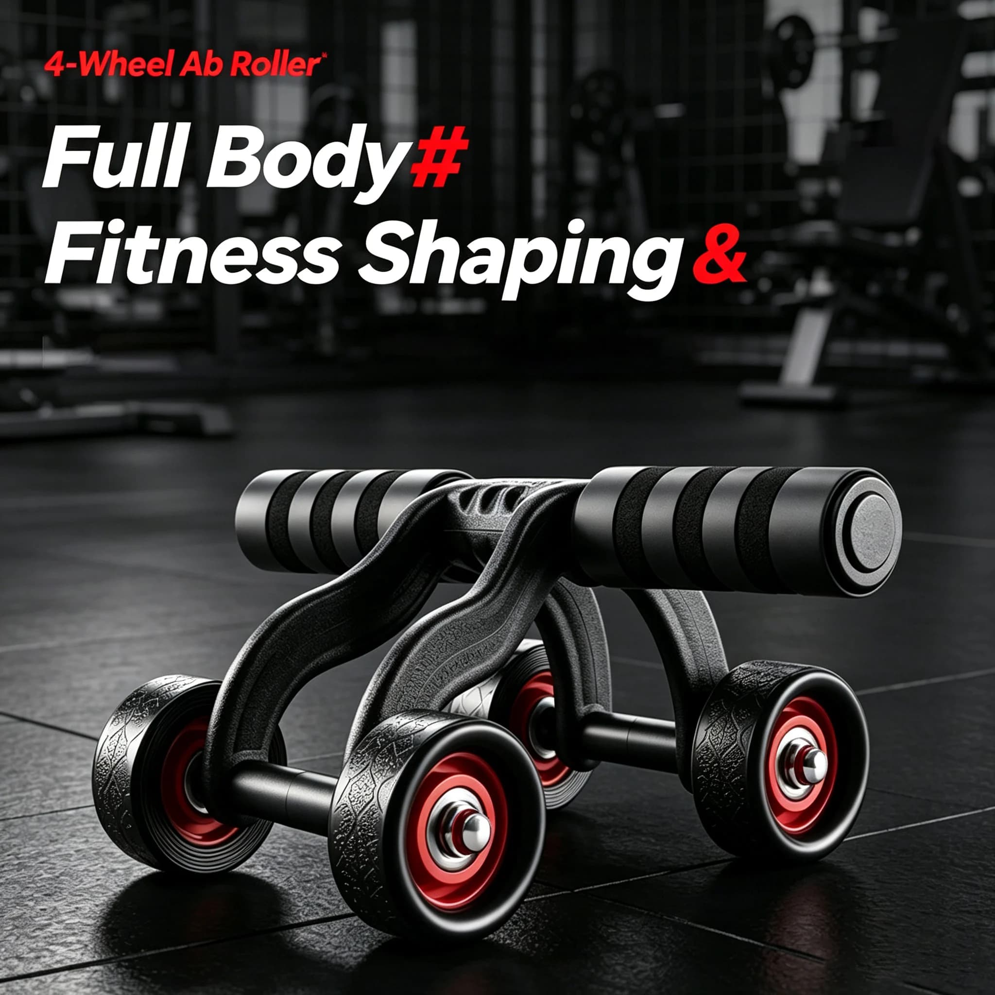 4-Wheel Stable Ab Roller Wheel Silent Abdominal Exercise Trainer Home Gym Core Workout Equipment for Abs Back Training Men Women