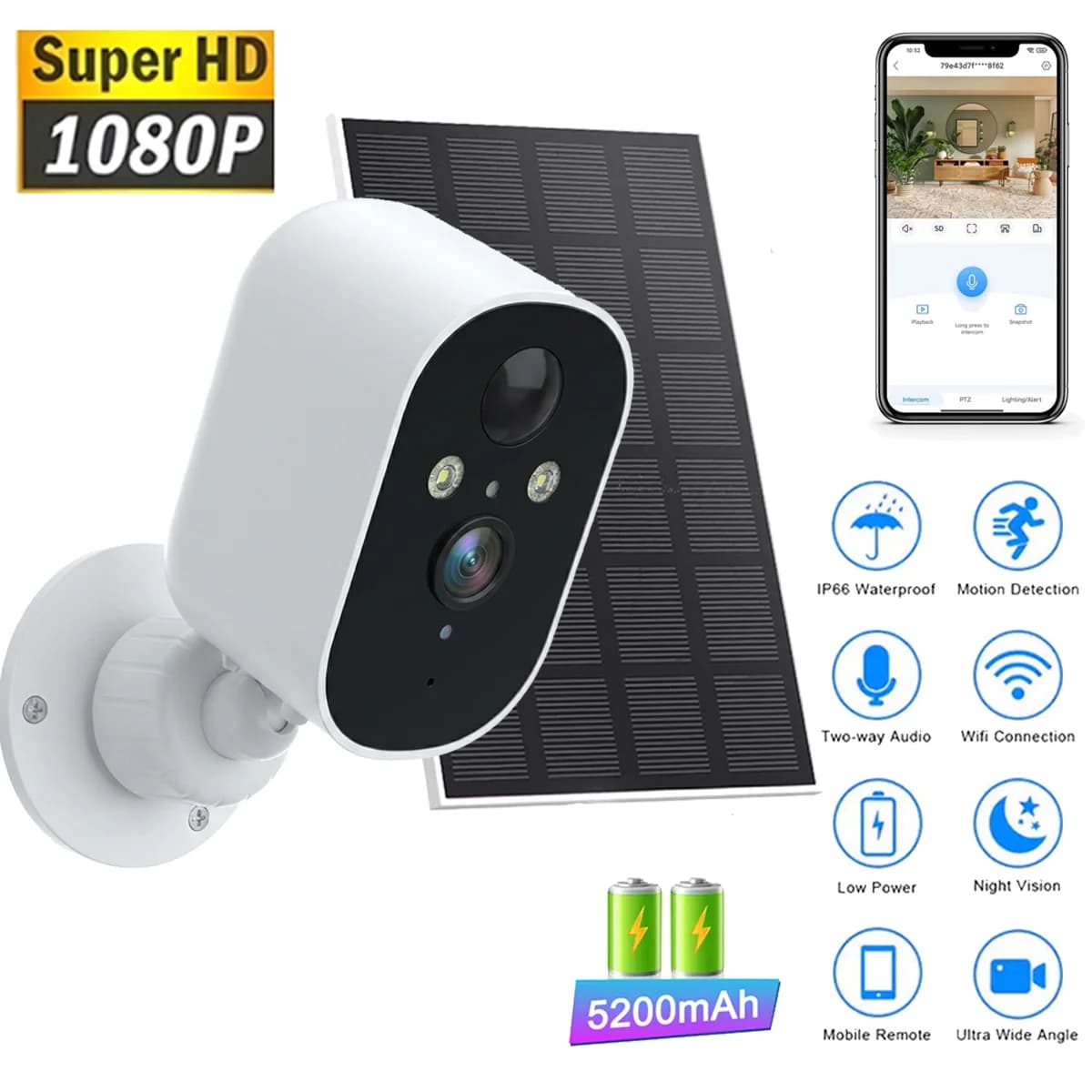 WiFi Surveillance Camera 1080P Outdoor IP Camera Smart Home Security Protection Night Vision Video Recorder Battery Powered