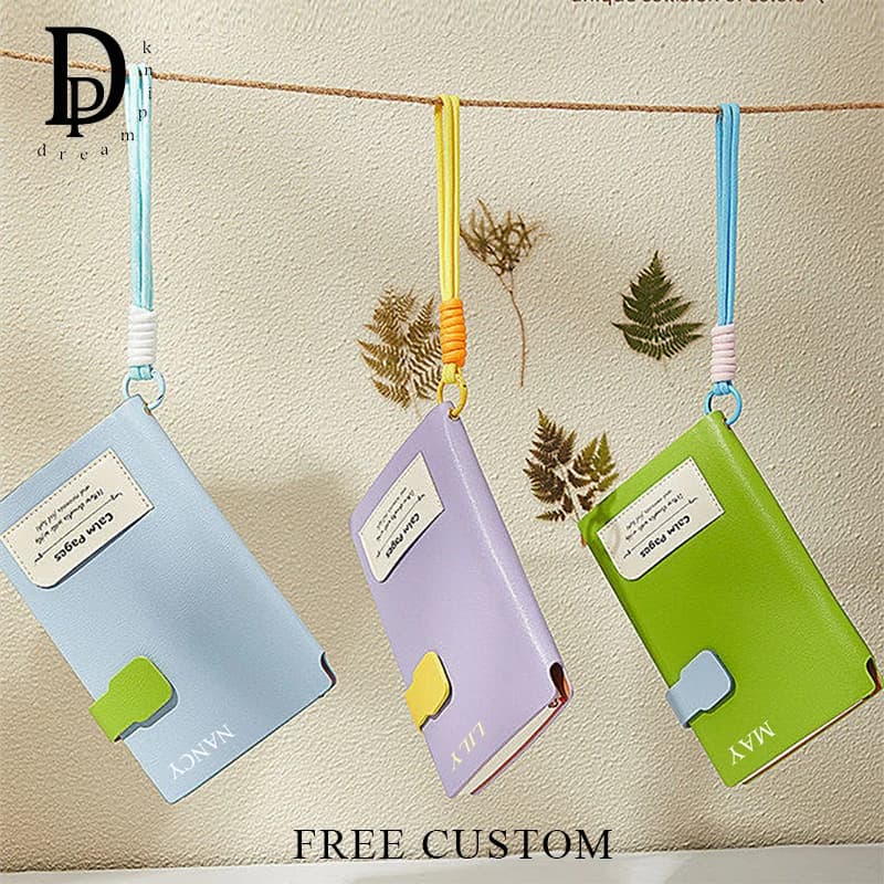 Custom Name Fashion Cute Journal With Strap Engrave Initials Travel Notebook Portable A6 Student PU Leather Diary Wholesale Gift