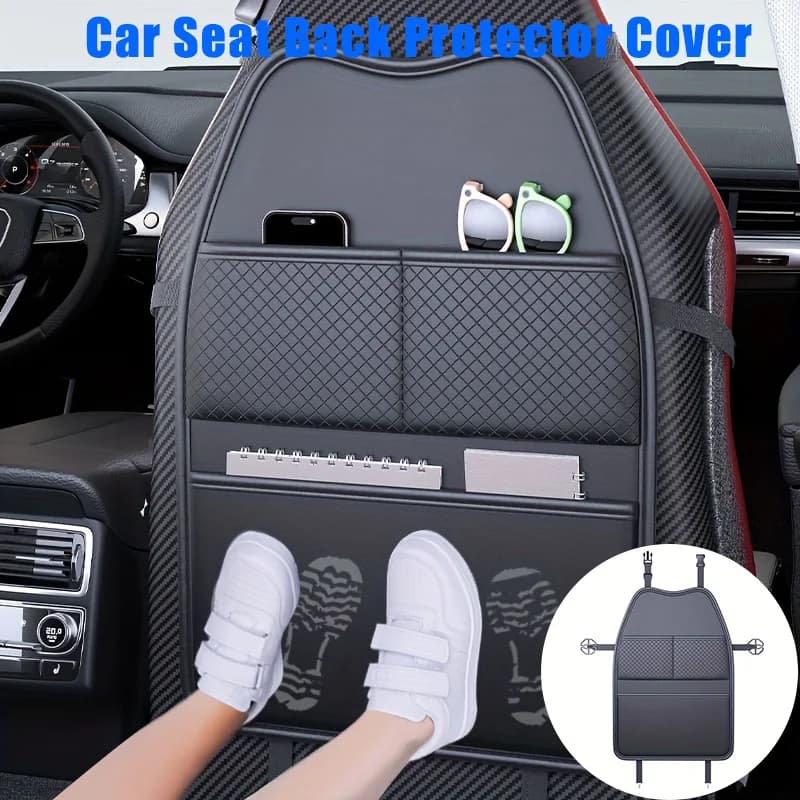New protective cover for car seat Anti-shoe cushion for car seat with pockets Auto seat back bag PU support for multifunction tablet