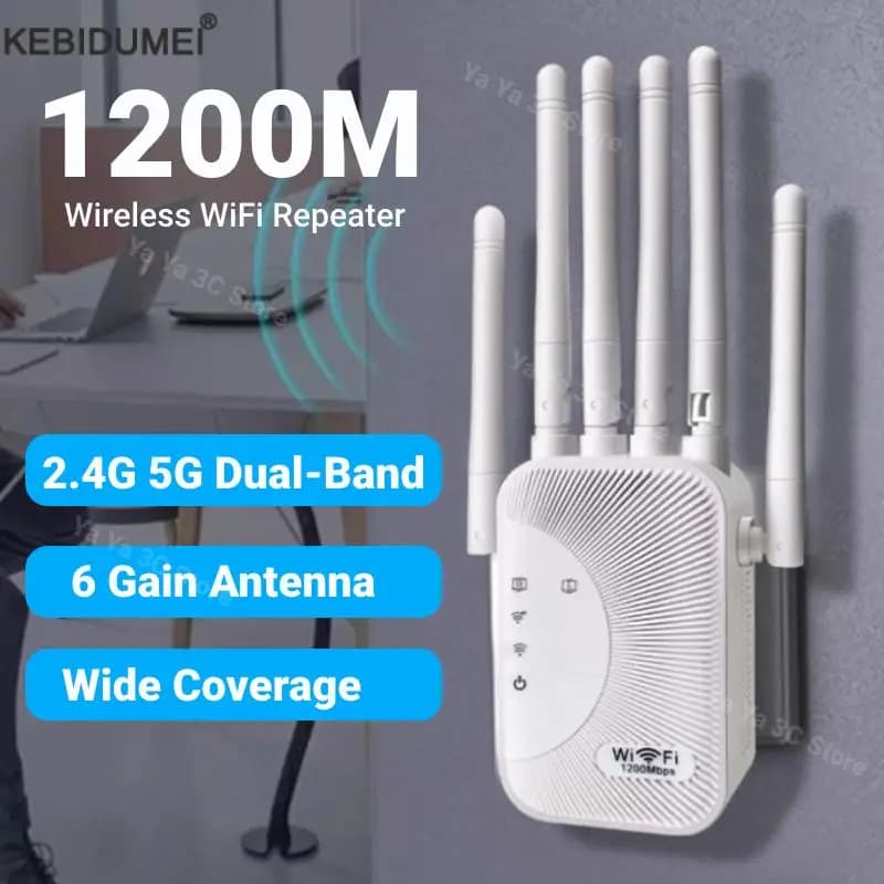 Ripetitore WiFi 1200Mbps Amplificatore wireless dual band Ripetitore di segnale a lungo raggio di rete 2.4G 5GHz per ripetitore Wi-Fi Home Office