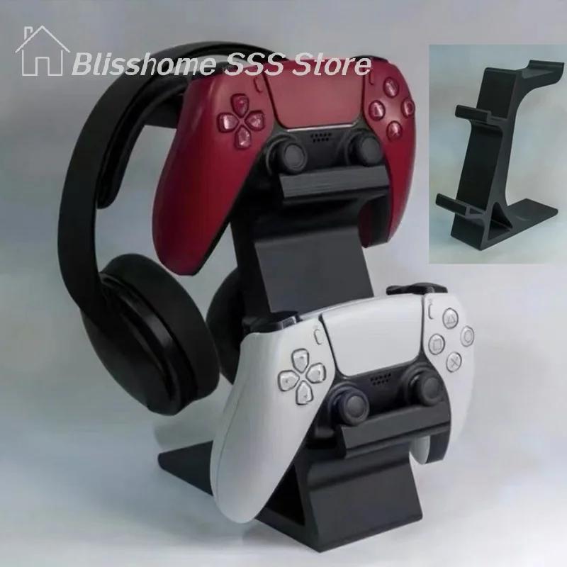 【S】Supporto per controller PS5 3 in 1 da scrivania con supporto per cuffie, organizer da gioco per 2 gamepad e 1 paio di cuffie, non ricaricabili