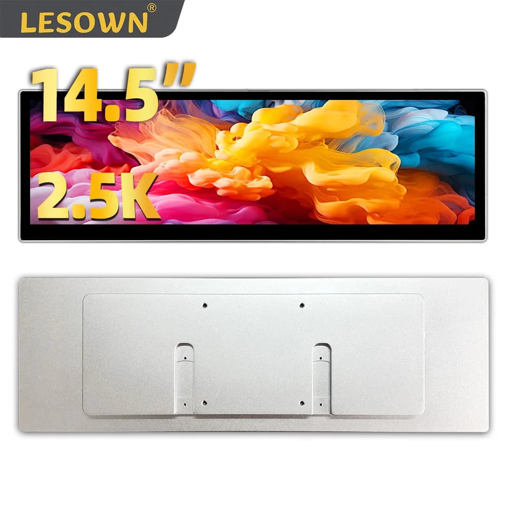 LESOWN 14.5 inch portable gaming monitor 2560×720 IPS Extended Striped Display CPU temperature monitor for Raspberry Pi