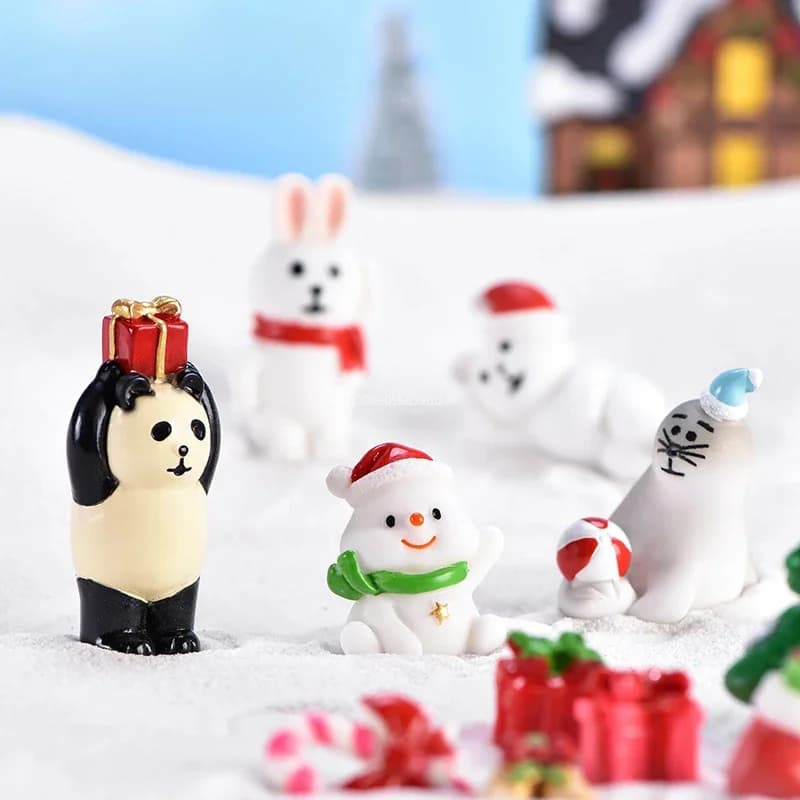 Mini fai da te in resina Natale Babbo Natale Pupazzo di neve Figurina Micro paesaggio Modello in miniatura Figurina da giardino Capodanno Decorazione per la casa