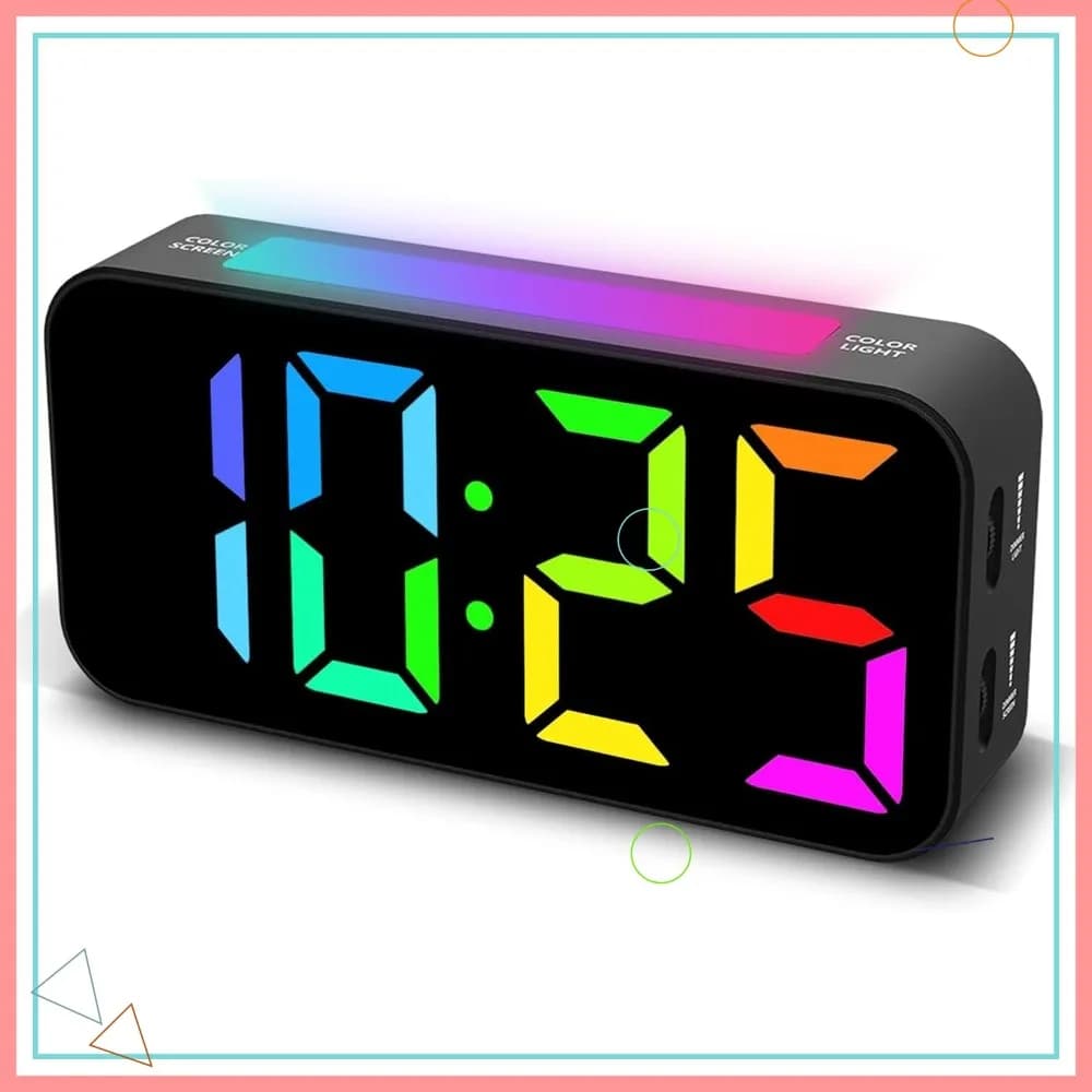 Sveglia Digitale Topski con Allarme Potente per Chi Ha il Sonno Pesante, Luce Notturna RGB, Doppio Allarme, Funzione Snooze, Dimmerabile