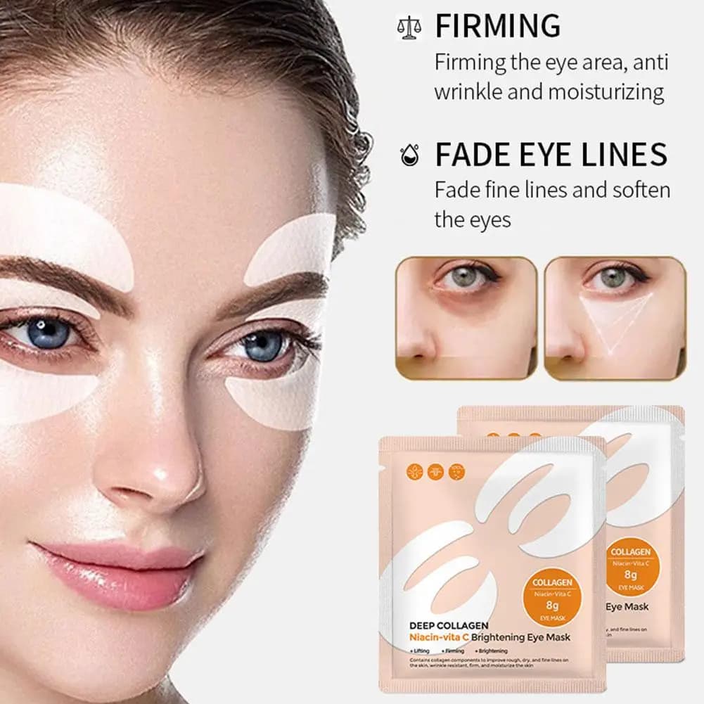 Maschere Occhi Illuminanti al Collagene, Niacina e Vitamina C, Idratazione Profonda, Rassodanti, Anti-Rughe, Anti-Occhiaie, Attenuano le Linee Sottili