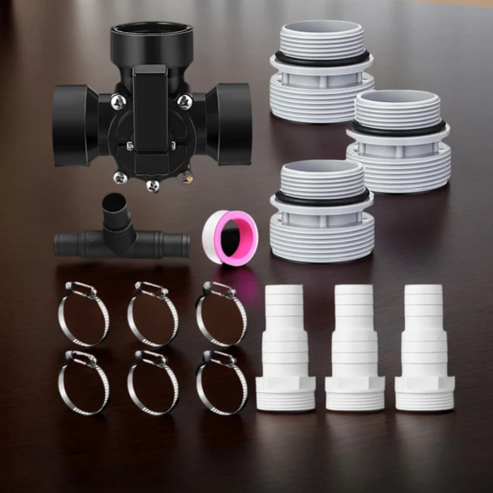 3 Way Swimming Pool Diverter Valve Kit with Hose Clamps Diverter Valve Hose Adapter Hose Conversion Kit for Garden Pool Diverter