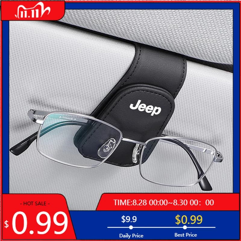 Glasses Car Glasses Sunglasses Box Auto Sunglasses Clip Card Accessories for Jeep Grand Cherokee Wrangler JK Gladiator Compas