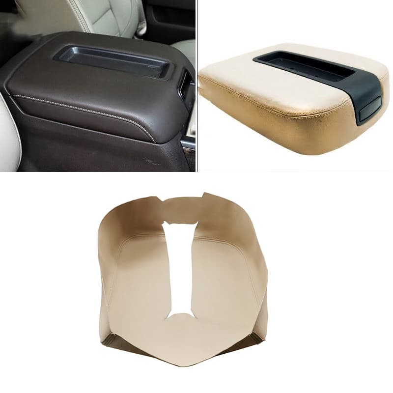 Beige For GMC Sierra SLT SLE 1500 2500 3500 2007 2008 - 2014 Microfiber Leather Car Armrest Center Console Lid Box Cover Trim
