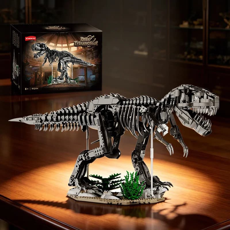 KQ104 1876Pcs Dark Tyrannosaurus Rex Dinosaur Skeleton Building Blocks Bricks Model DIY Ornament Toys for Boys Christmas Gift