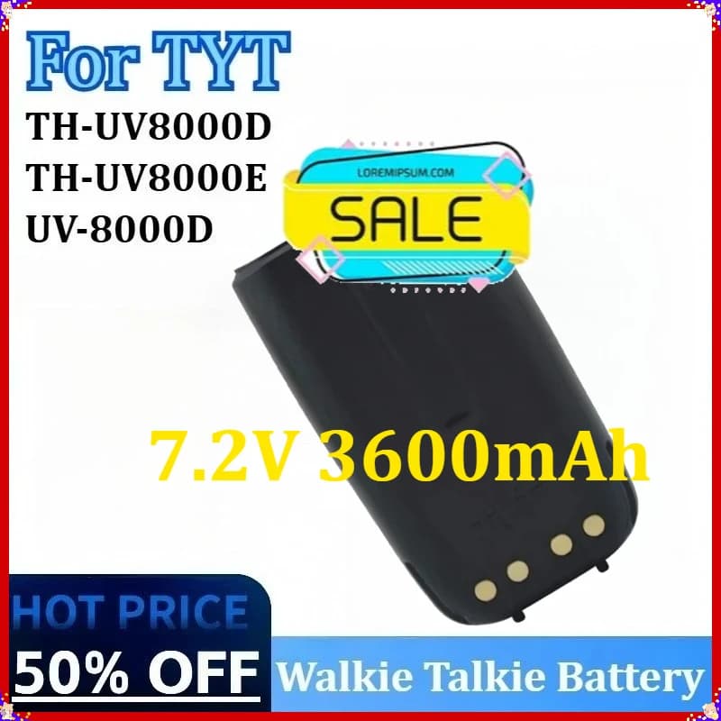 Batteria Ricaricabile 7.2V 3600mAh per Radio Ricetrasmittente TYT TH UV-8000D UV8000E con Ricarica Type-C