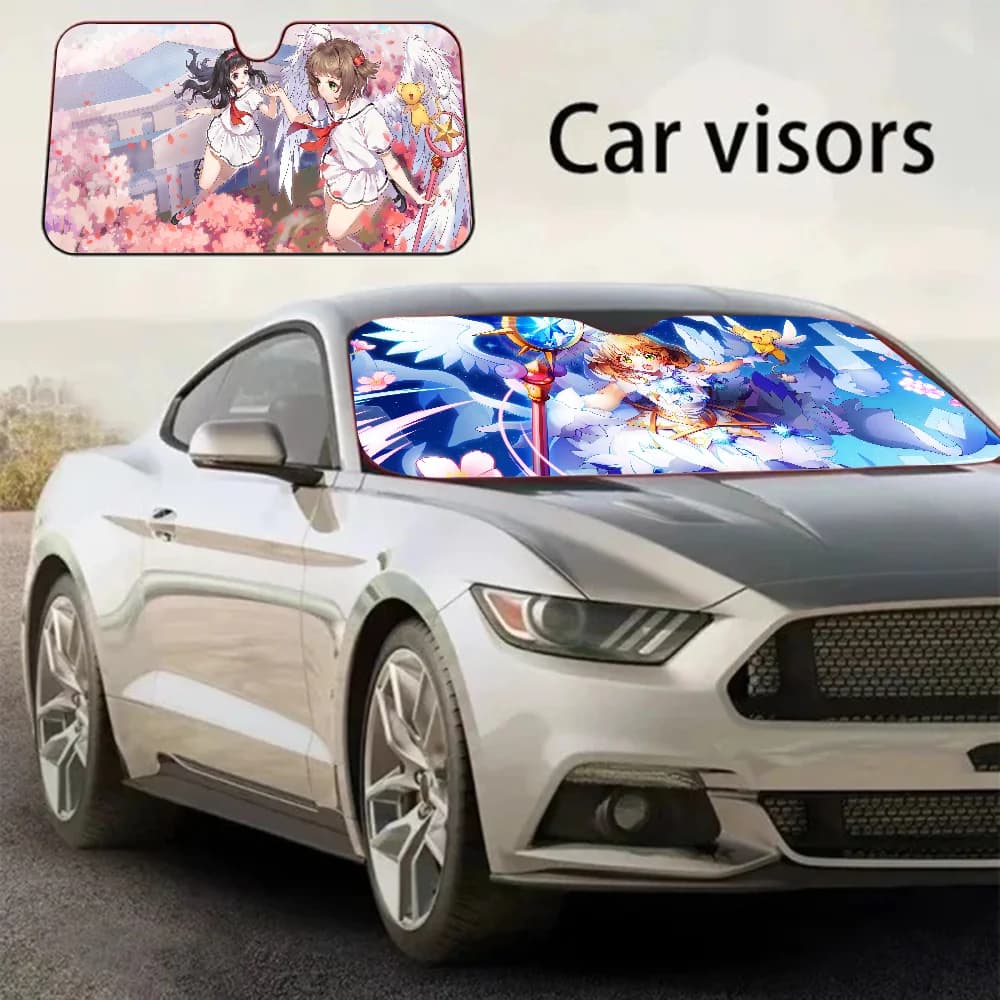 Anime Cards Captors Sakuras Parabrezza Parasole per auto Divertente Parabrezza per animali Finestra solare Auto Raggi pieghevoli Protezione per visiera parasole