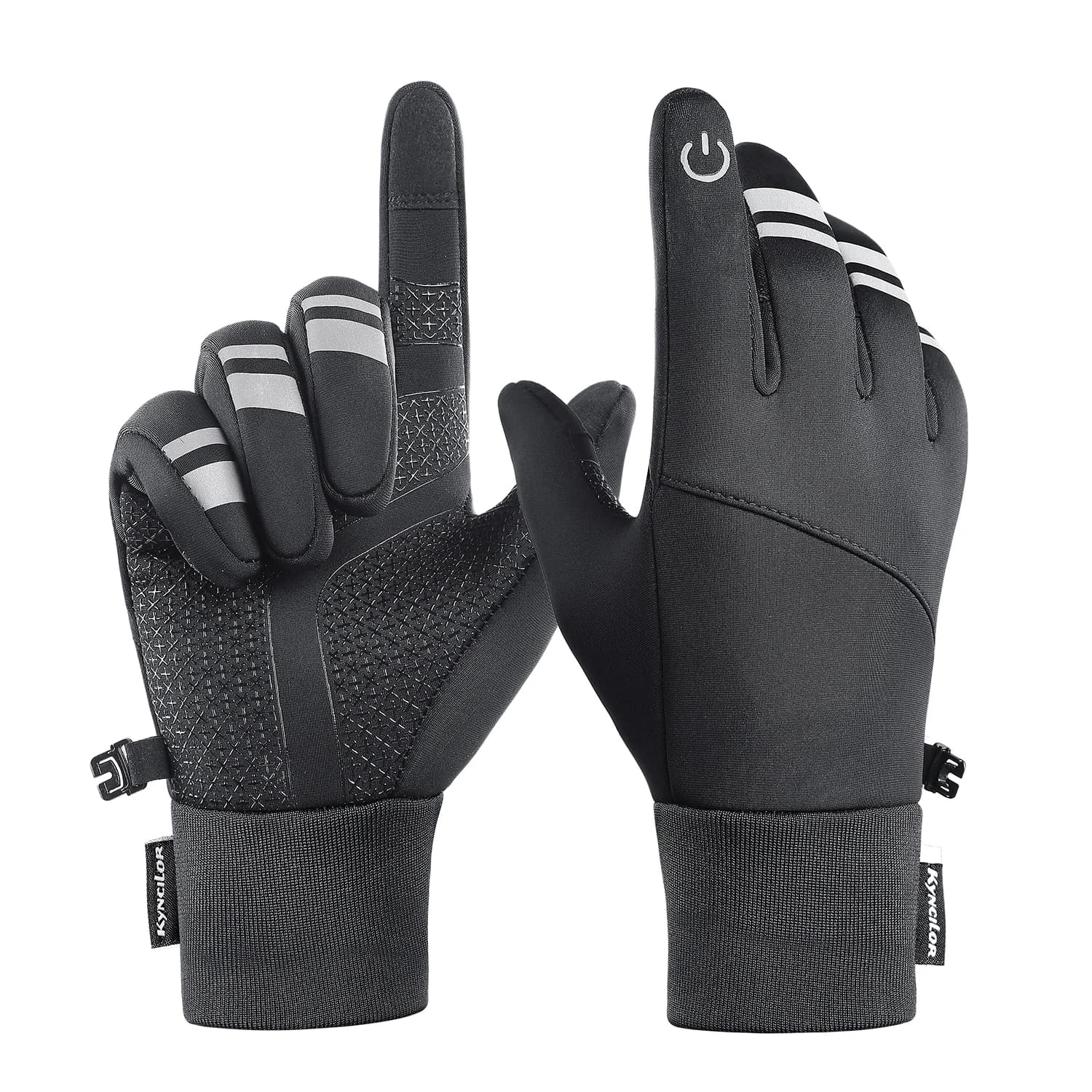 1 pair of warm and windproof winter thick gloves, suitable for men and women running, with touch screen fingers, waterproof in c
