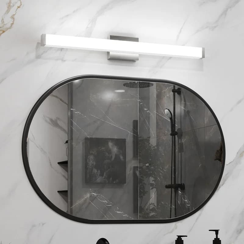 Brushed Nickel Square LED Wall Light 33in 18W 6000K Cool White for Bathroom Mirror