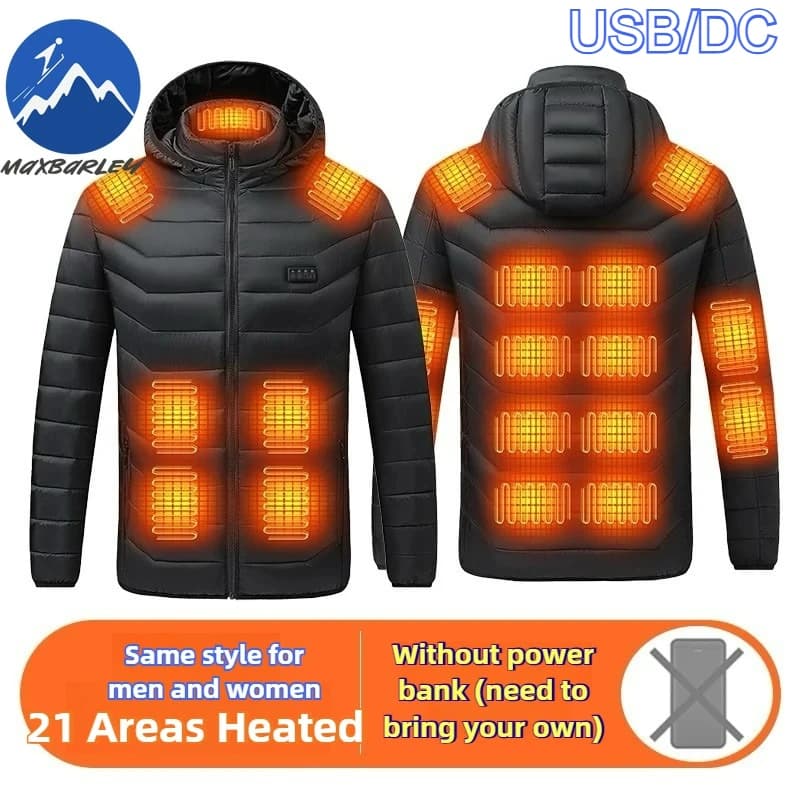 21 areas vest heating winter heated men's jacket USB electric chandelier Parka men's hunting vest without ski sleeves light down