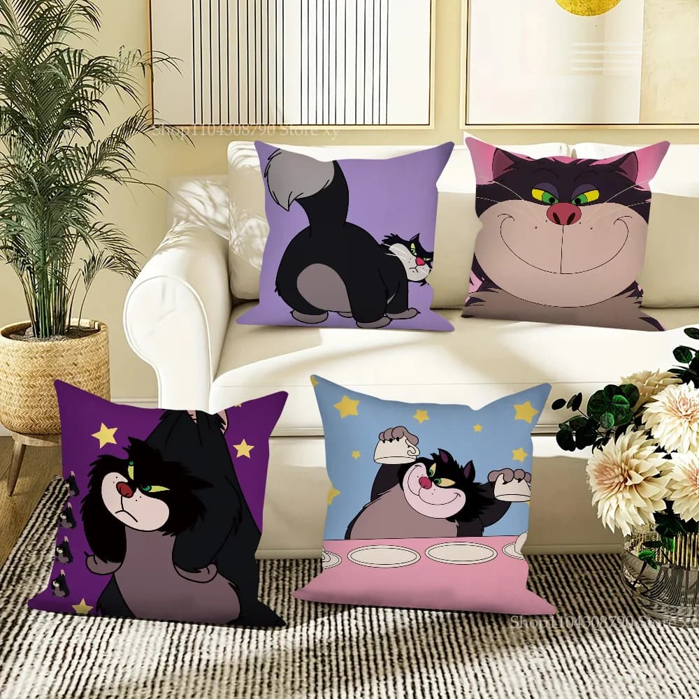 Cartoon Cute L-Lucifer Cat Federa Cuscino quadrato Camera da letto Divano Tempo libero Comfort Cuscino Auto Soggiorno Decorazione della casa 40X40
