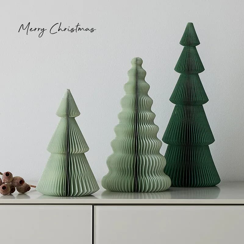 INS Honeycomb Paper Christmas Tree Desktop Ornaments Mini Origamii Christmas Tree For Home Xmas Gifts New Year Party Decor Props