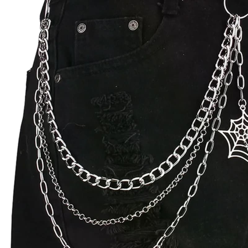 Fashion Punk Metal Pants Chain Hip Hop Waist Chain Spider Web Pendant Jeans Chain For Men Women Accessories Gifts