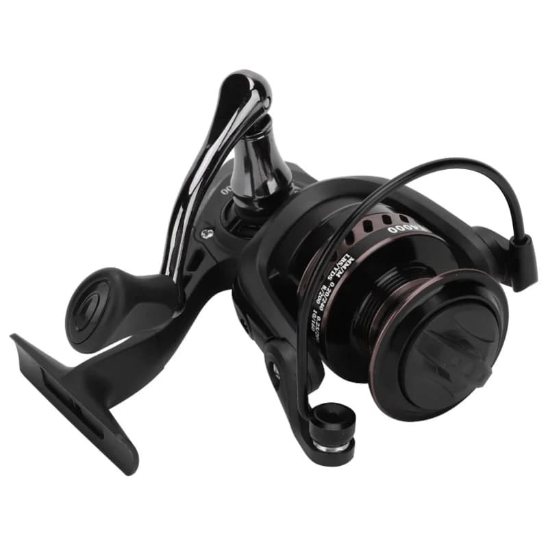 Mulinello da Pesca Portatile in Metallo per Canna da Mare, Accessorio per la Pesca a Spinning e a Raft, Nero