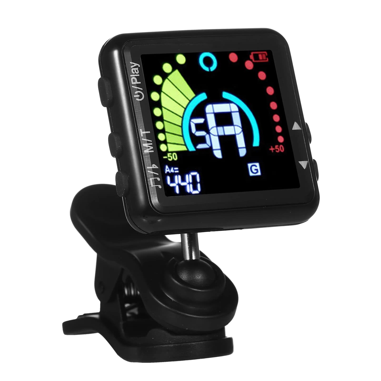 Accordatore per chitarra ricaricabile con clip su display a colori a LED con metronomo per chitarra basso violino banjo ukulele, batteria agli ioni di litio da 120 mAh,
