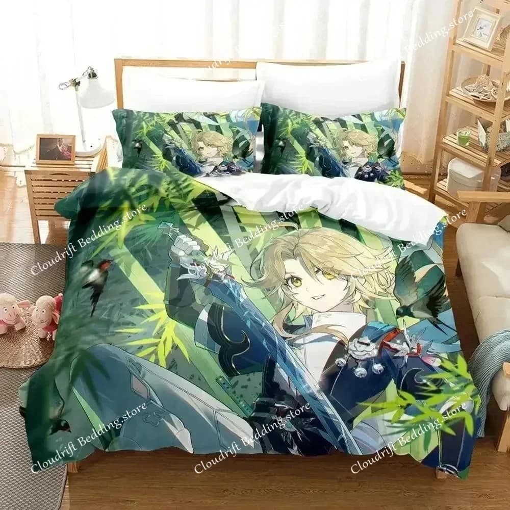 Anime Honkai Star Rail Bed Linen Set Printed in 3D, Copripiumino, Set Cover, Faithful, Feather, King and Queen Size for Boys and Adults
