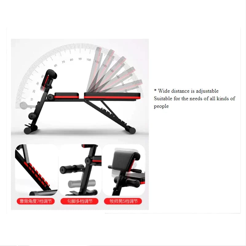 Adjustable Bench for Lifting Weights and Abdominals, Fitness Gym Equipment, Training Stool with Manubri
