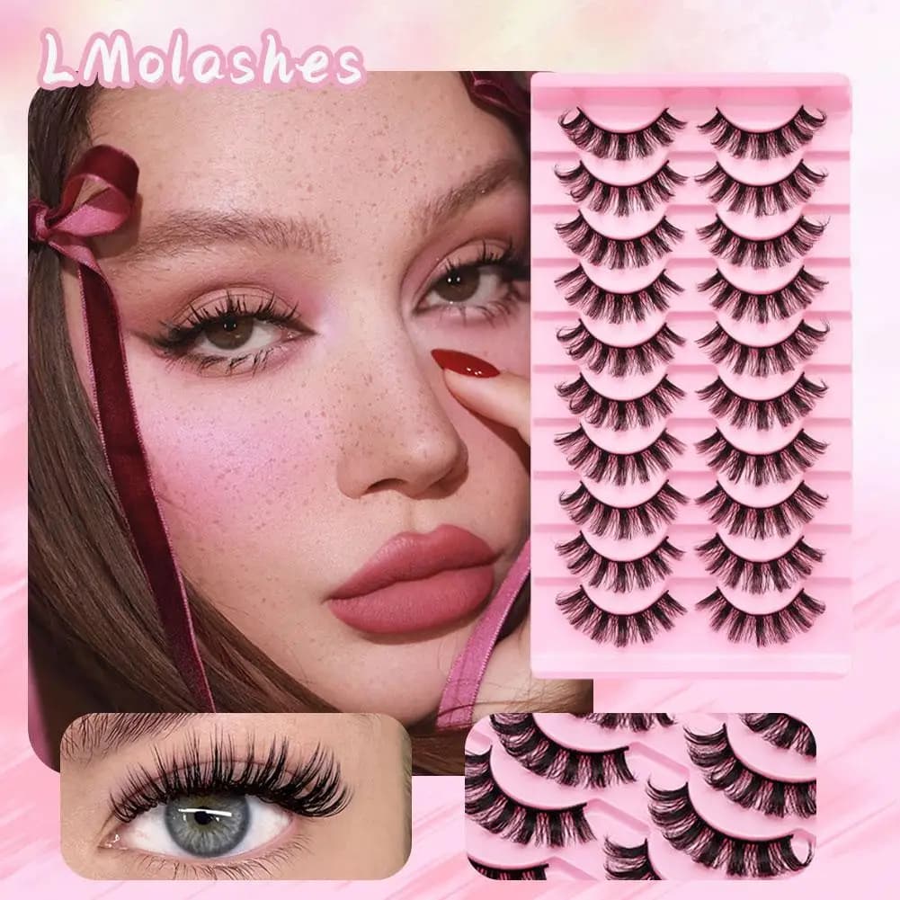 DD Curl thick natural fake eyelashes - 10 pairs of soft and light and thin eye makeup tool with soft volume